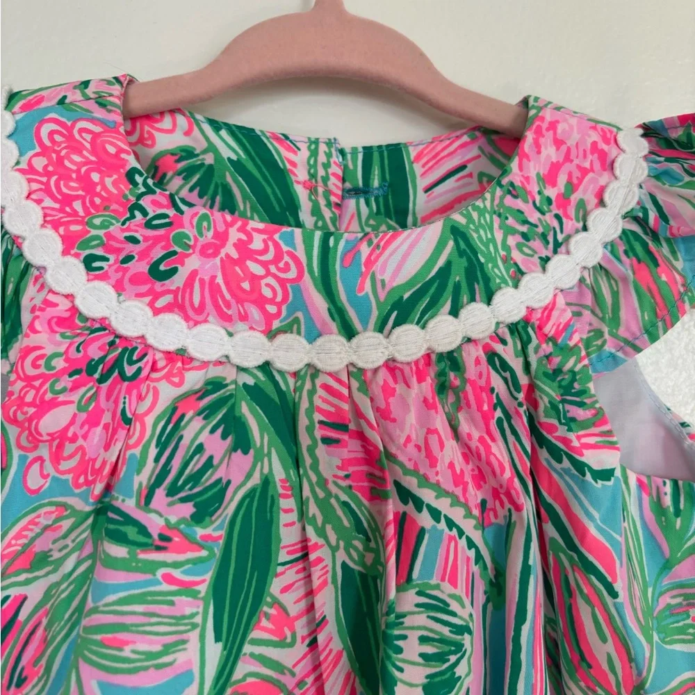 Lilly Pulitzer Pink and Green Baby  Tropical Bubble Dress - Picture 2 of 6